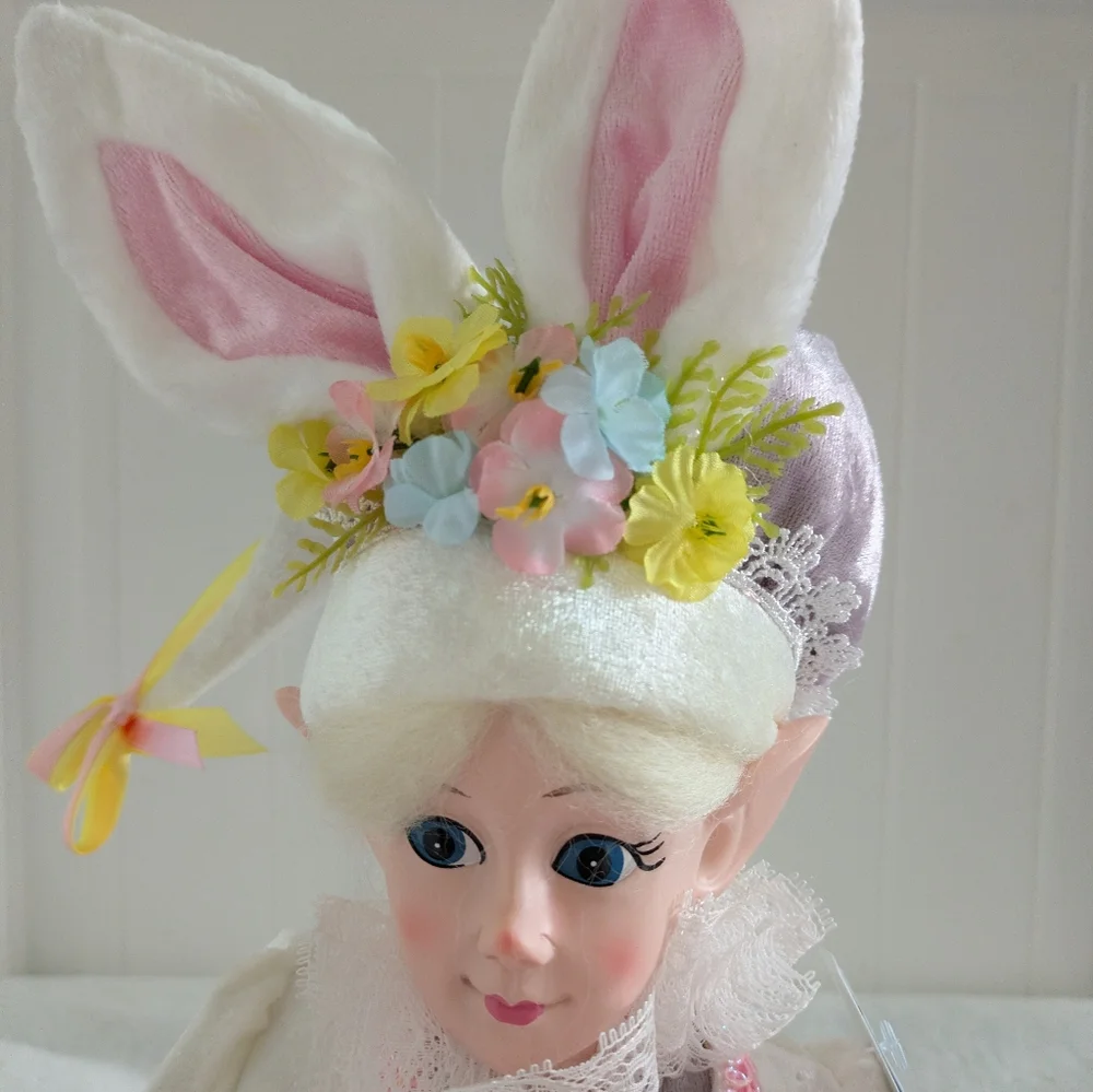 NWT Pastel Lavender Floral Poseable Easter Elf Doll - Picture 5 of 12